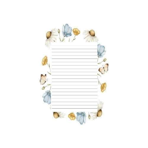 Papel de Cartas Floral Azul